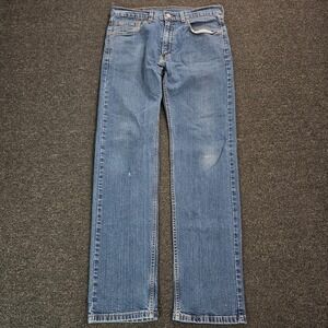 Levis 505 Regular Fit Jeans Mens 33x32 Medium Wash Blue Straight Leg Stretch